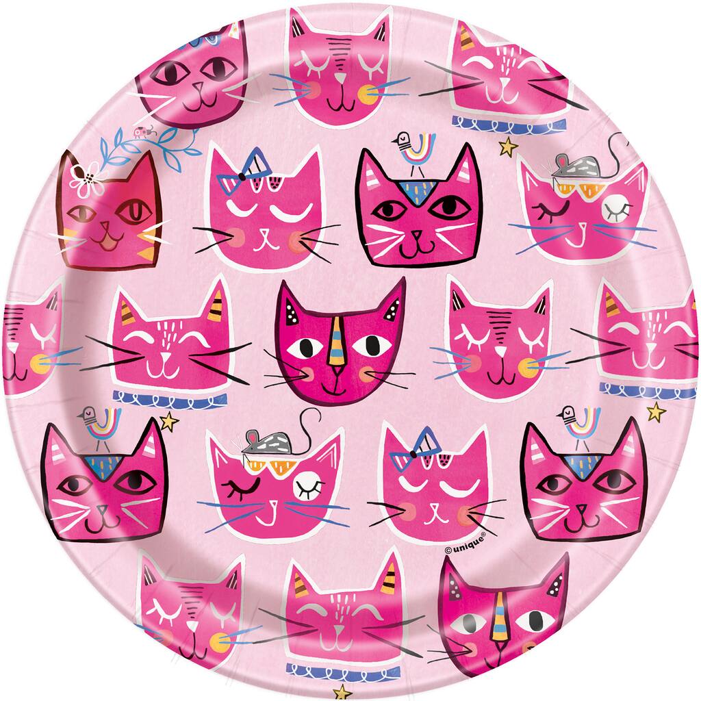 Pink Kitty Cat Birthday Cake Plates Pink Cat Party Supplies